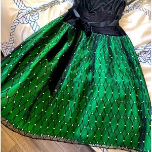 Brand New with Tags Jessica Howard Velvet Black and Green Dress